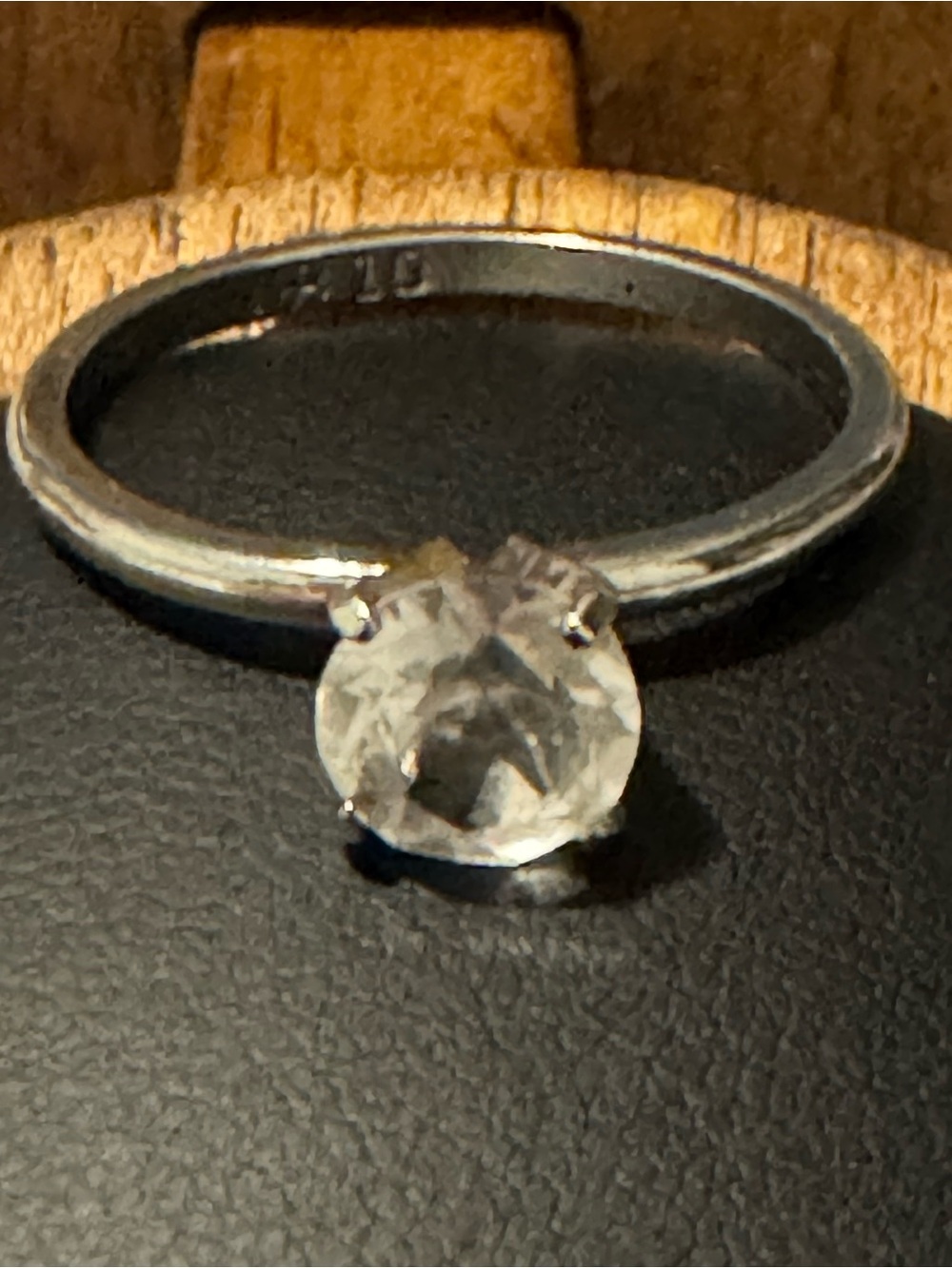 Vintage Uncas Ring Sz 10 Solitaire Silver tone CZ